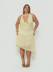 Evaleine Chiffon Cowl Neck Top Baby Yellow Curve