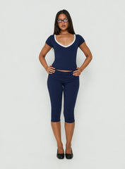 Rowanna Sporty Scoop Neck Top Navy / Cream