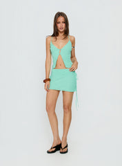 Kosmas Button Up Cami Top Turquoise