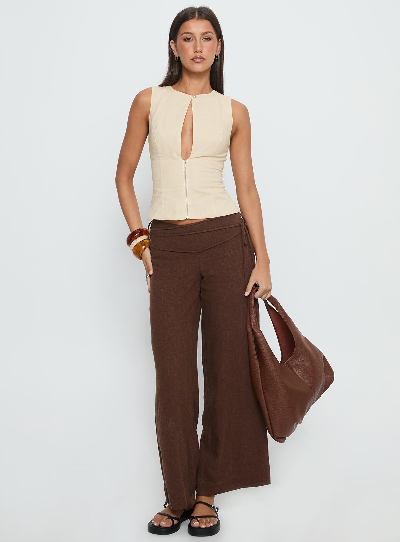 Heleena Zip Through Top Cream