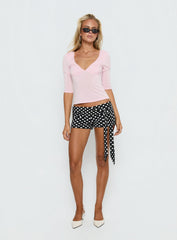 Back To Friends V Neck 3/4 Sleeve Top Pink