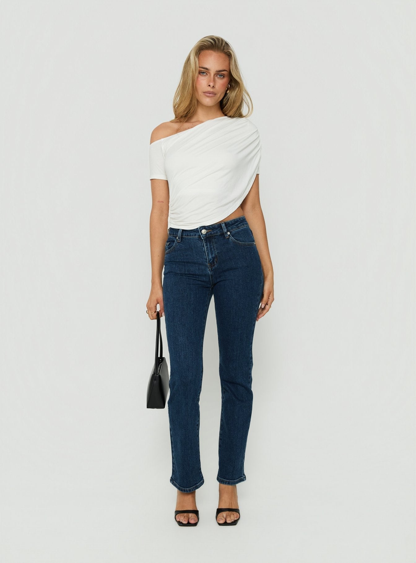 How About Now Drape Off Shoulder Top White