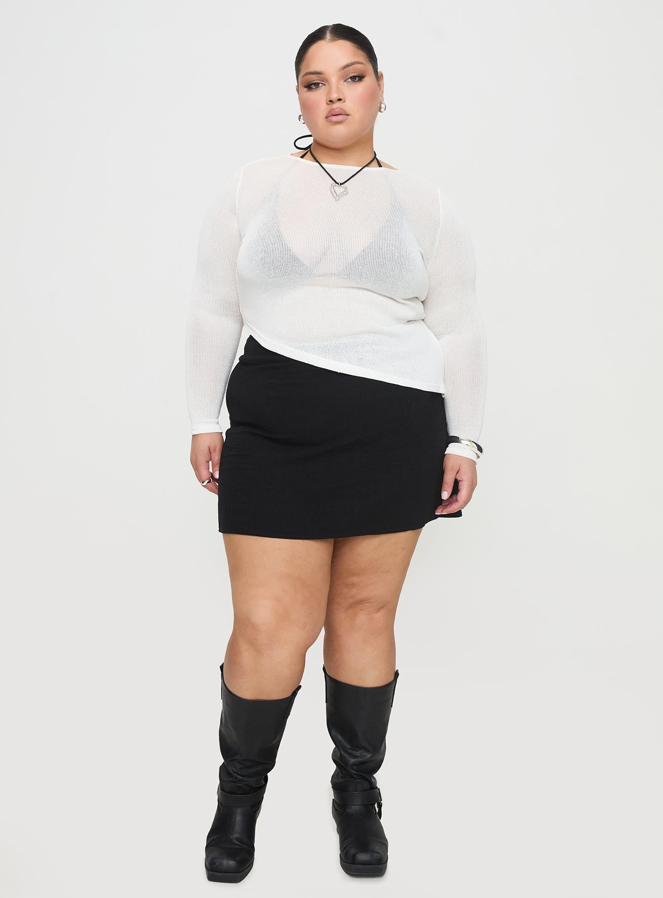 Pratt Long Sleeve Top White Curve