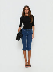 Kissimo Kick Flare Capri Pants Indigo Blue