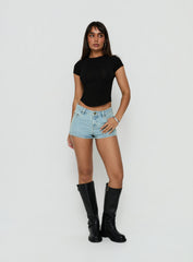 Dreamful Low Rise Mini Denim Short Light Vintage Blue