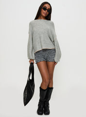 Baby I'm Back Knit Sweater Grey / Pink