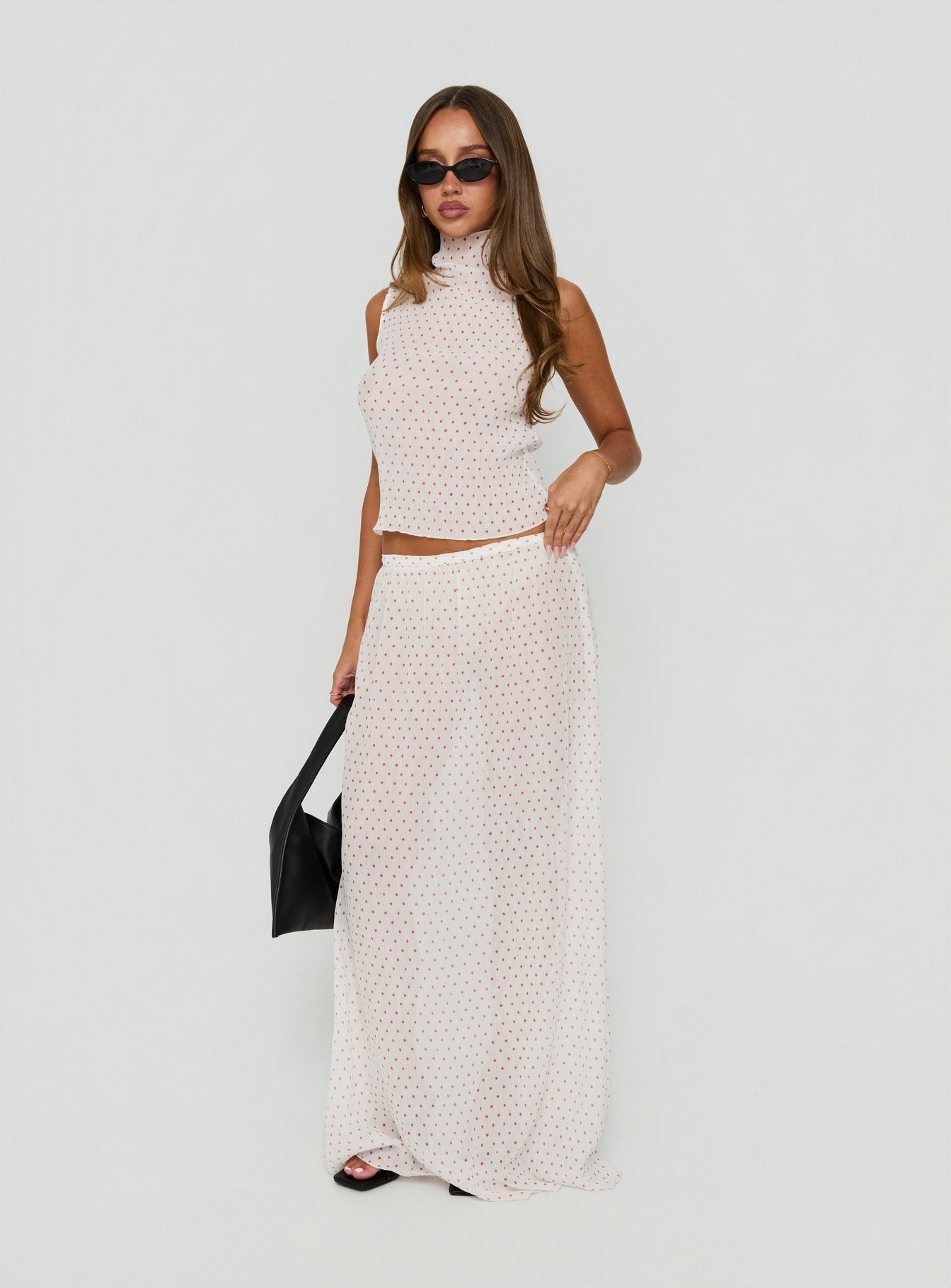 Ford Maxi Skirt White / Red Polka Dot