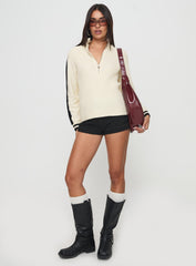 Mandee Quarter Zip Knit Sweater Cream