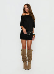 Romma Backless Slouchy Mini Dress Black