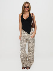 Top Model Low Rise Straight Leg Jeans Zebra