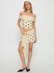 Porzia Wrap Detail Mini Skirt Cream / Polka Dot