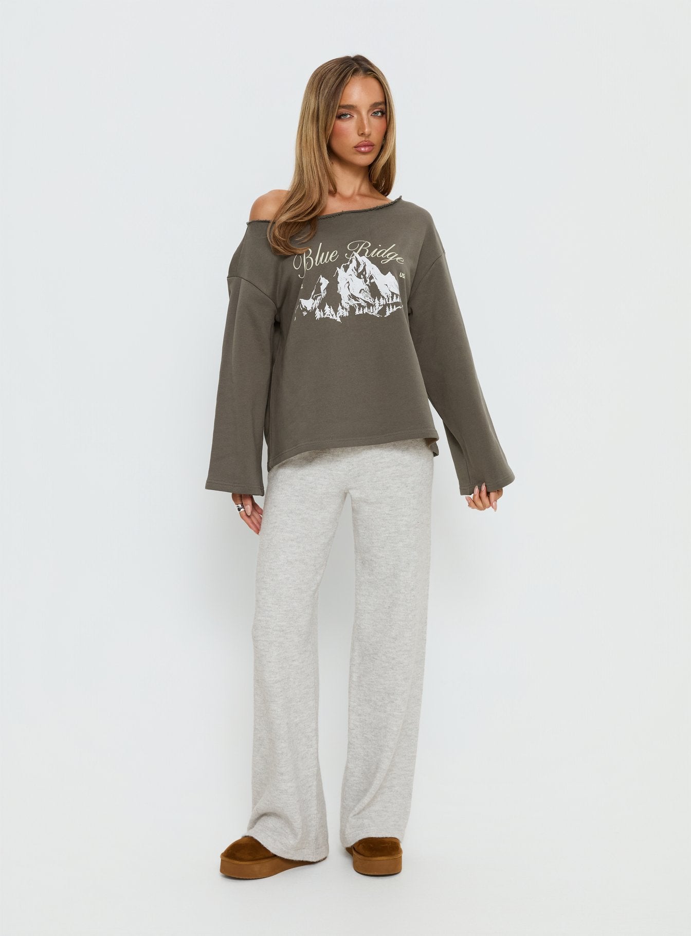 Bekki Wide Leg Knit Pant Grey Marle