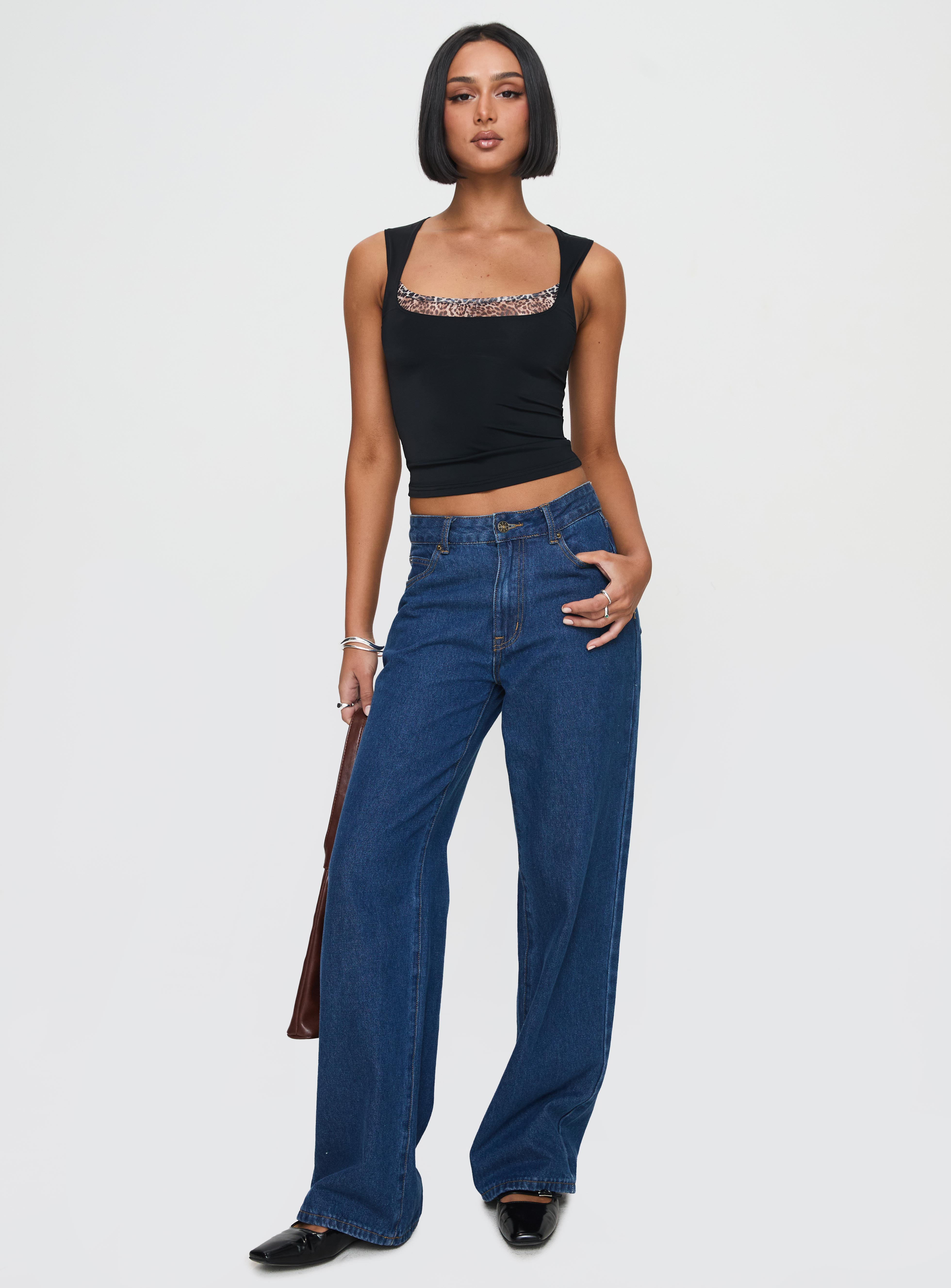 Xandi Top Black Leopard