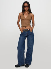 Everlong Mid Rise Wide Leg Jeans Dark Blue Wash