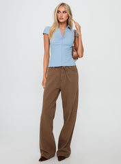 Jerrod Zip Up Short Sleeve Shirt Blue Stripe