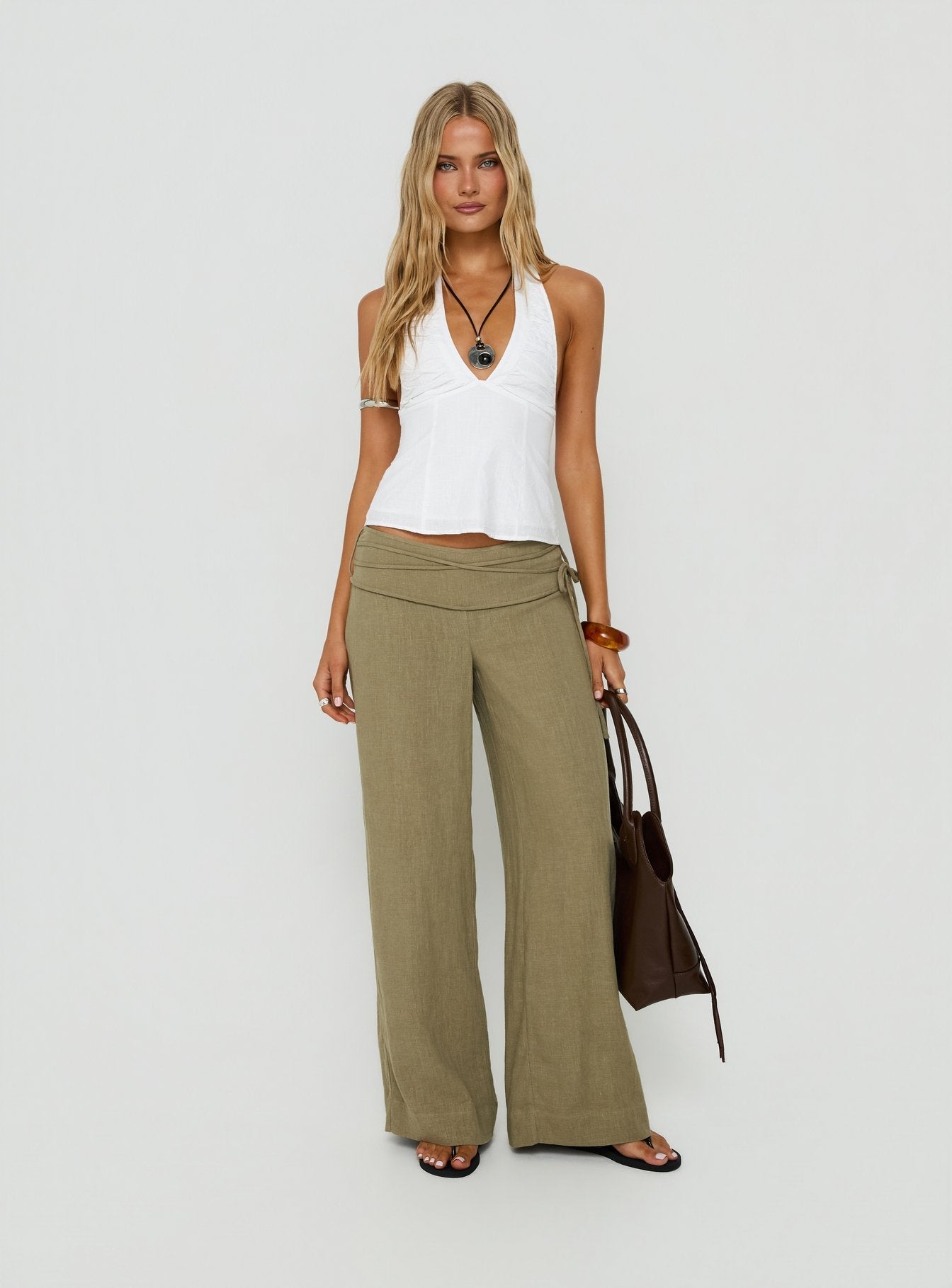 Claudiana Gathered Halter Top White