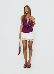 Static Romance Cowl Neck Backless Top Plum