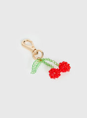 Good Influence Beaded Cherry Keychain Gold / Multi