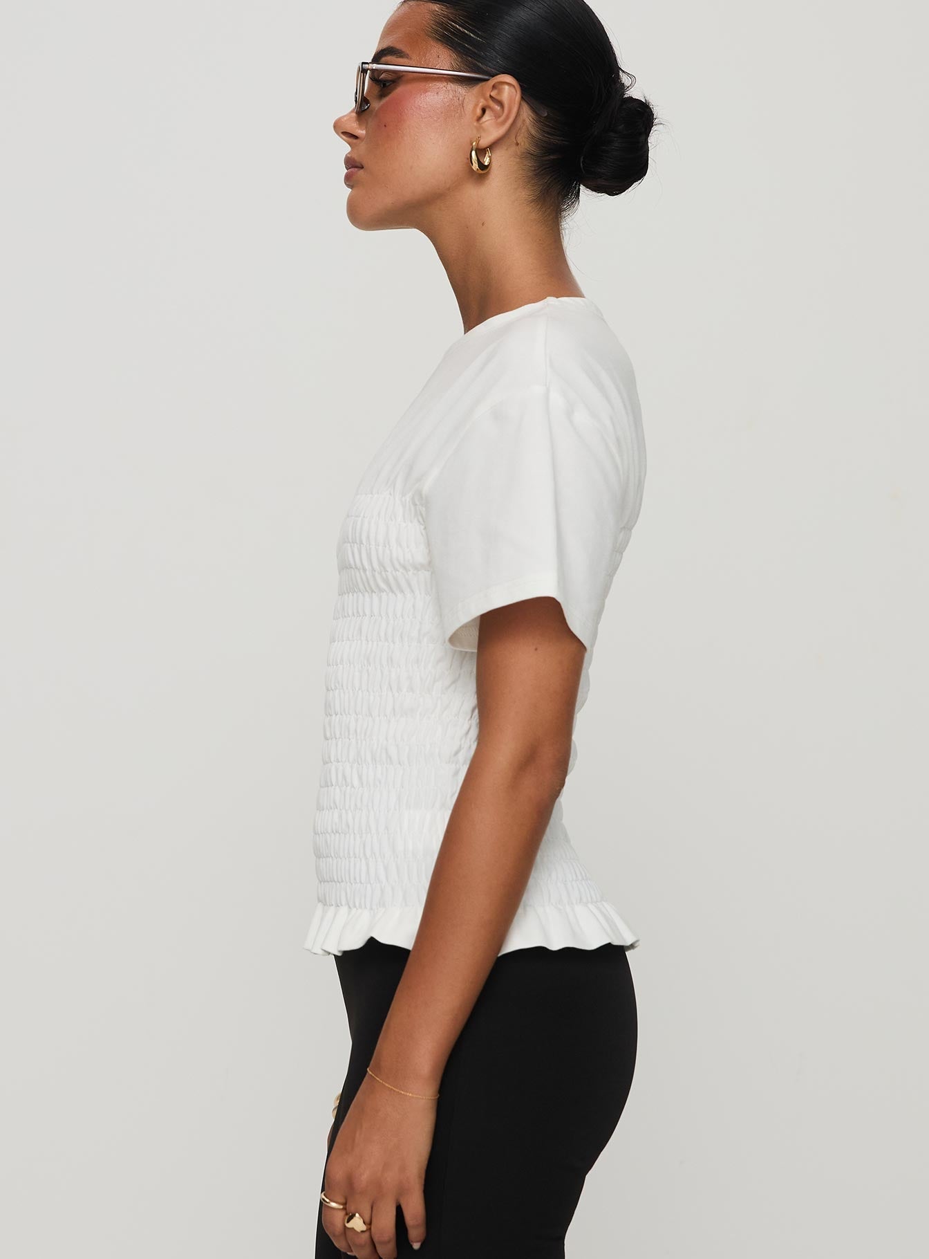 Maybe Tomorrow Ruched Top White
