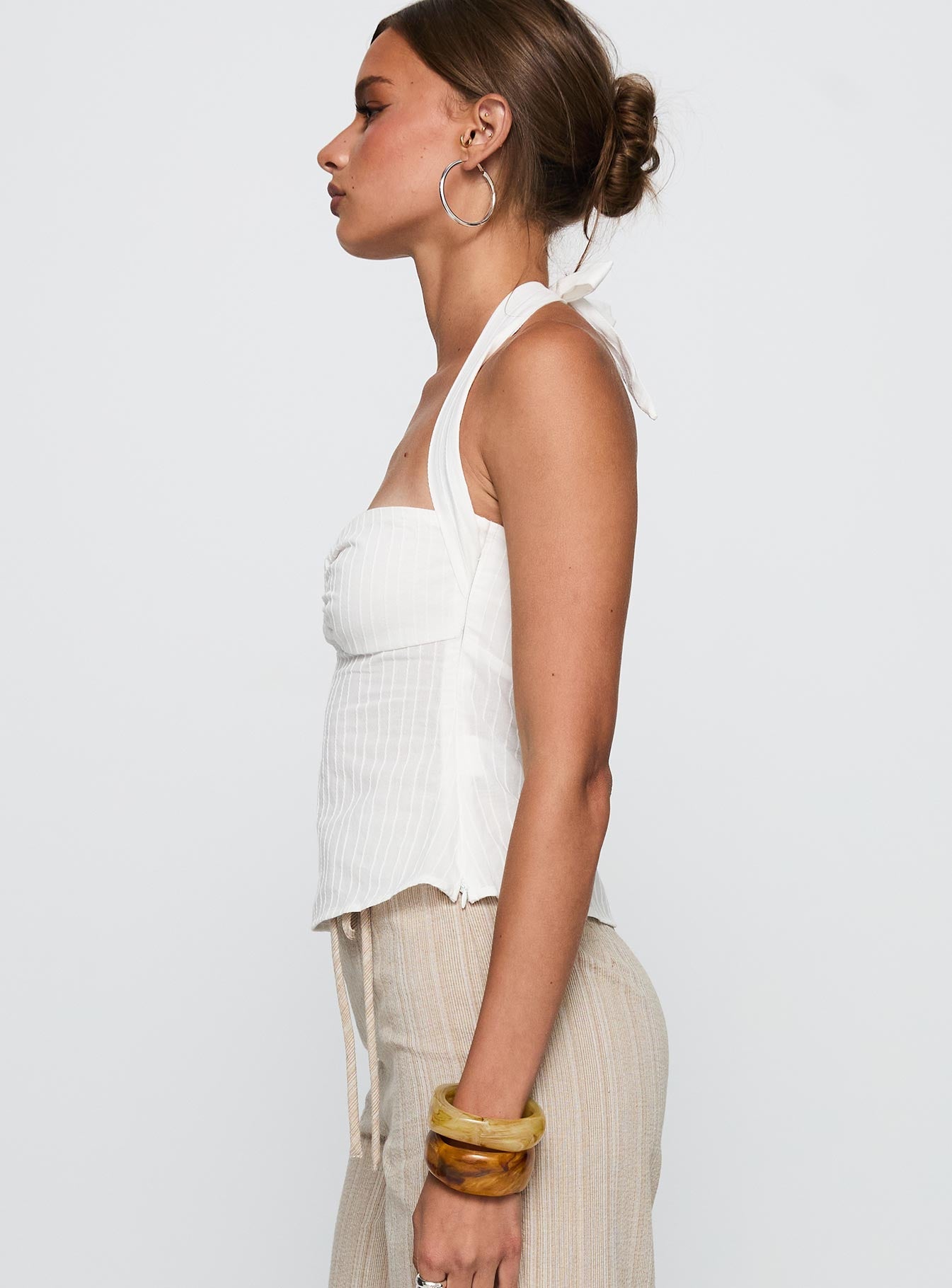 Isabetta Halter Top White Petite
