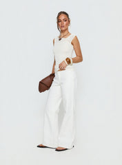 Buenos No Waist Low Rise Straight Leg Jeans White