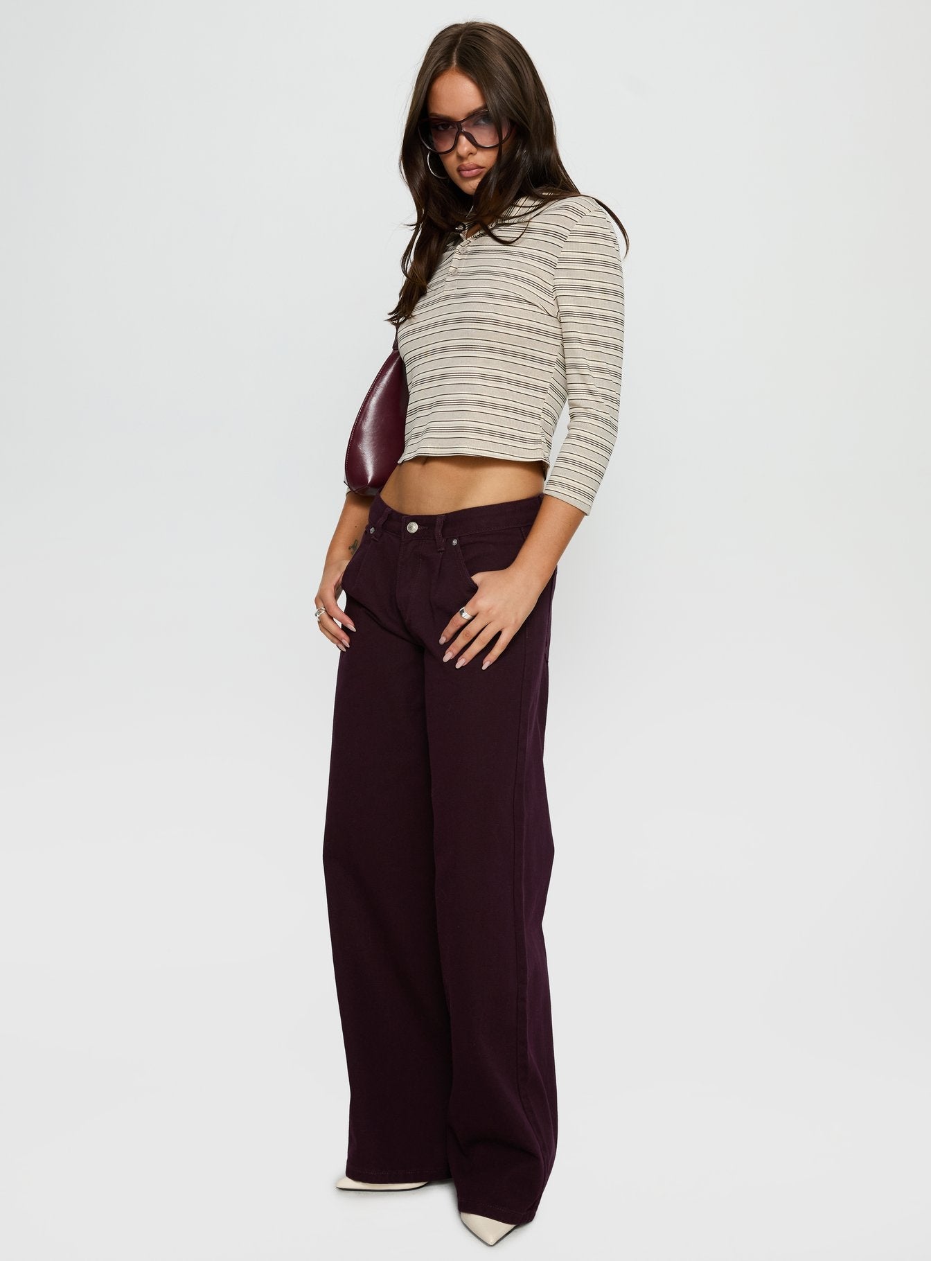 Supercut Low Rise Baggy Pleat Jeans Currant