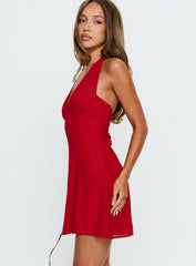 Oneida Halter Mini Dress Red