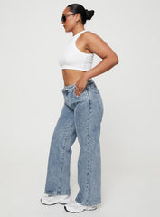 Pemberton High Rise Straight Leg Jeans Mid Wash Denim