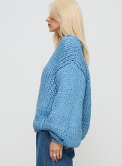 Arrowtown Hand Knit Sweater Blue