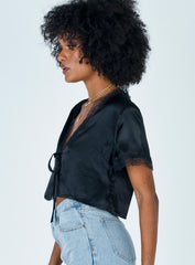 Vintage Tie Up Top Black