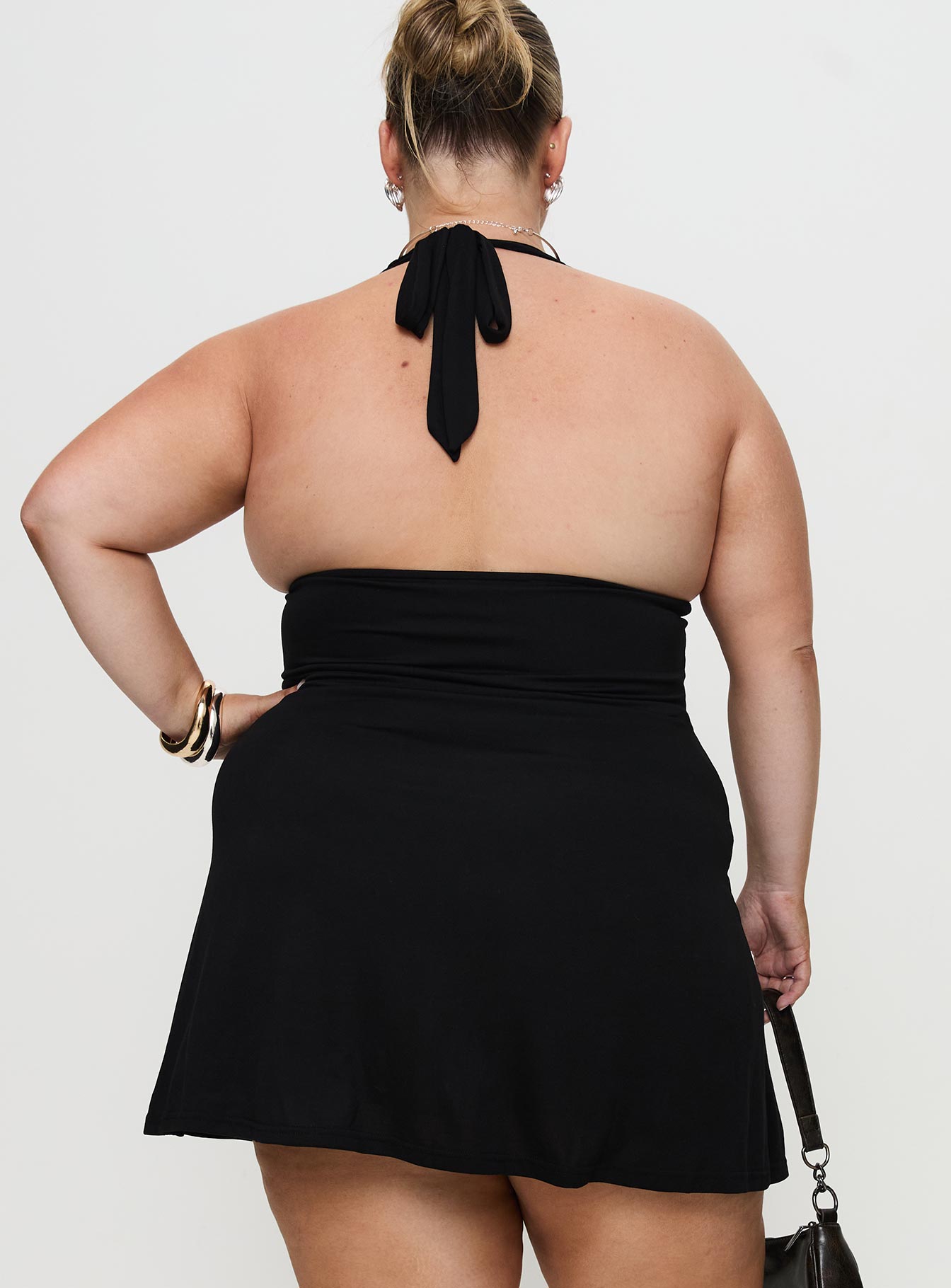Tinisie Halter Mini Dress Black Curve