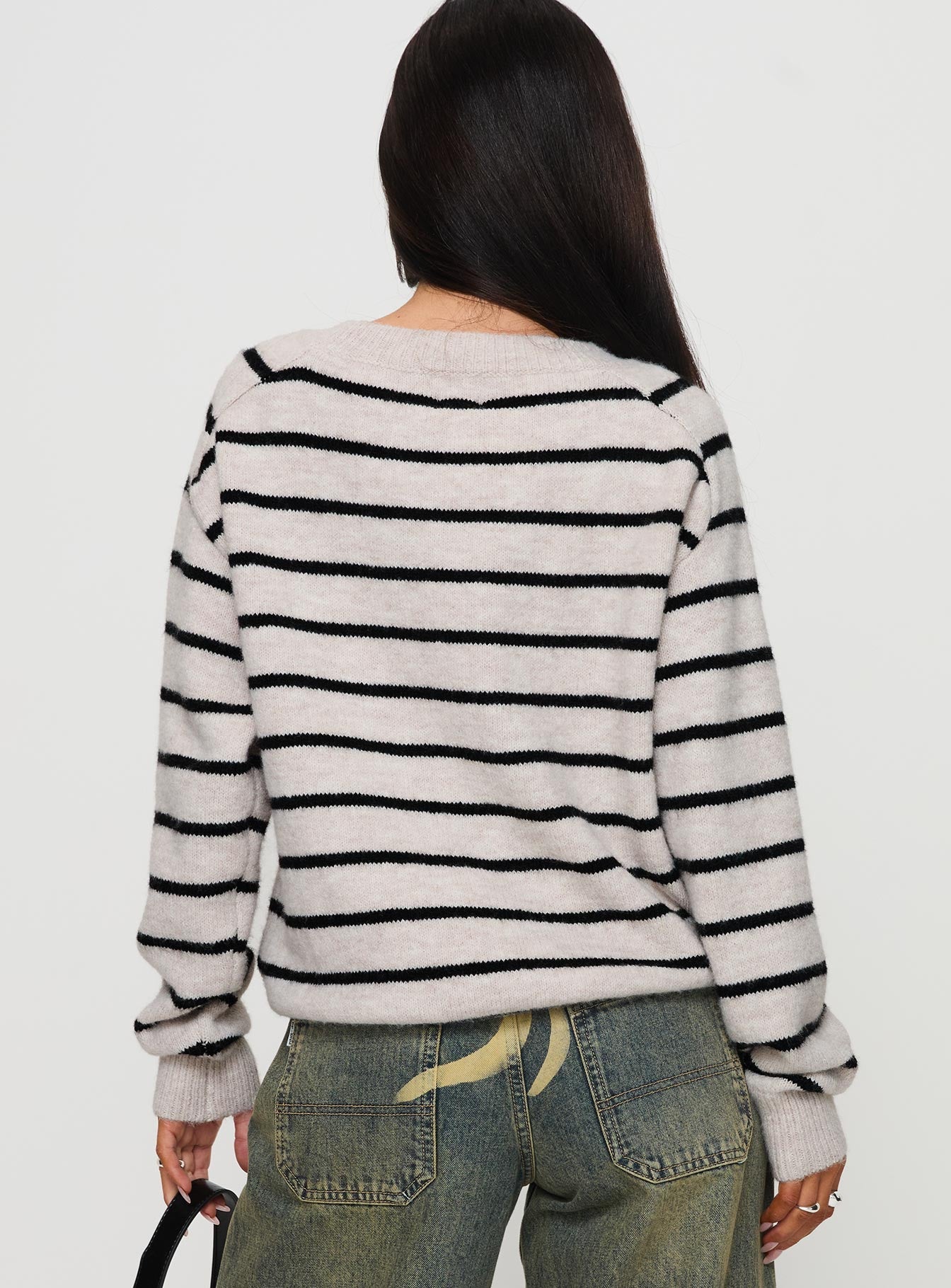 Souvenirs Knit Sweater Grey Stripe