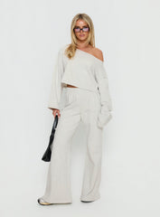 Retreat Raw Edge Off Shoulder Jumper Snow Marle