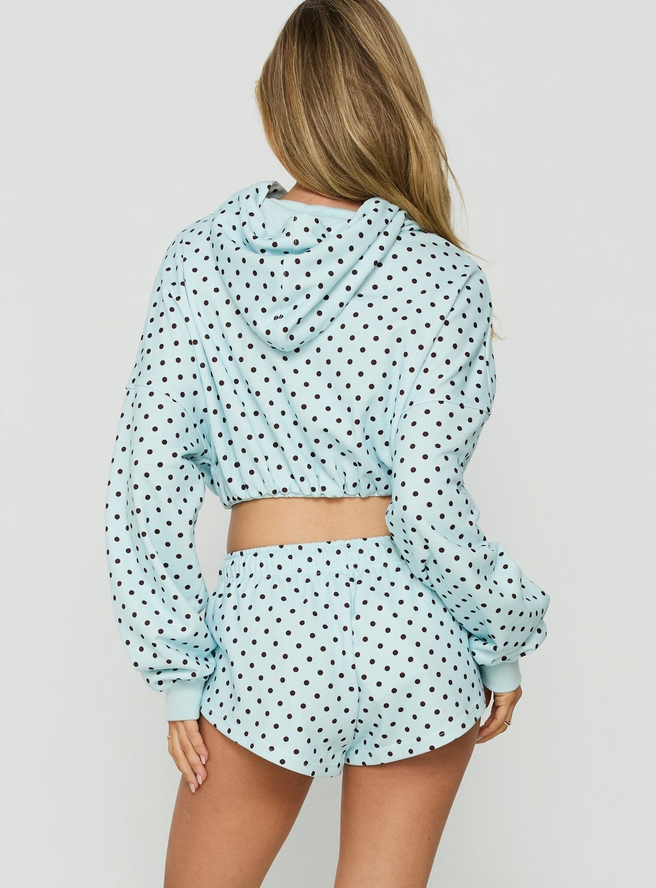 Quinncy Low Rise Sweat Shorts Blue Polka Dot
