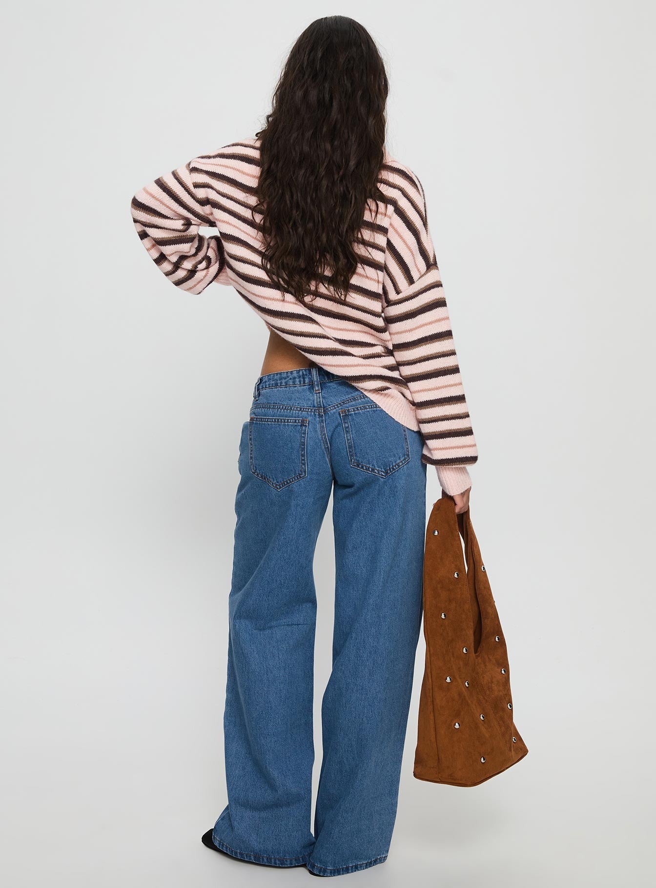 Highlands Low Rise Wide Leg Jeans Mid Blue Wash