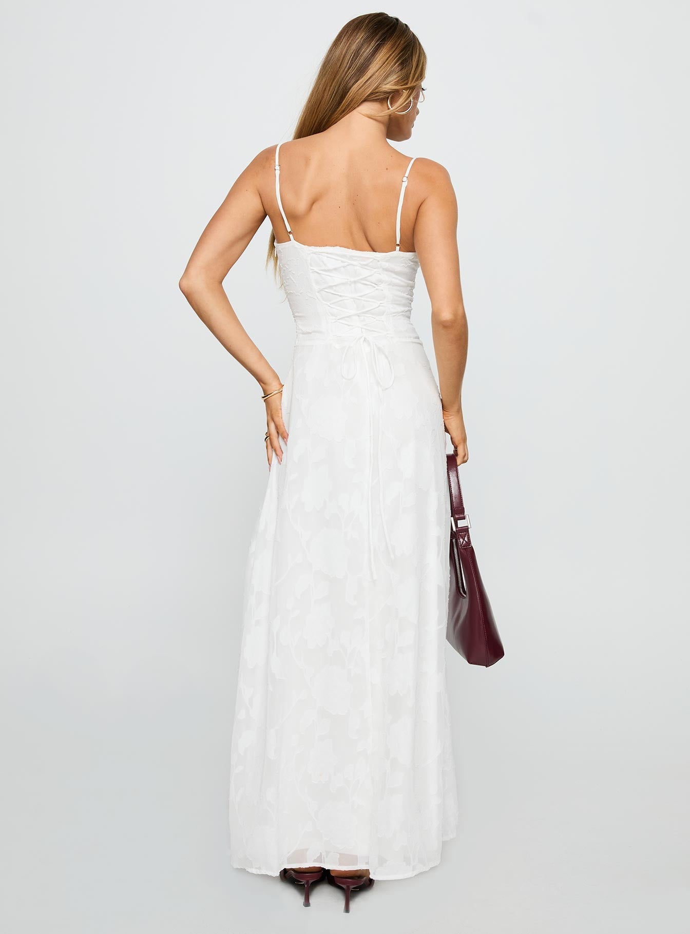 Members Only Maxi Dress White Burnout