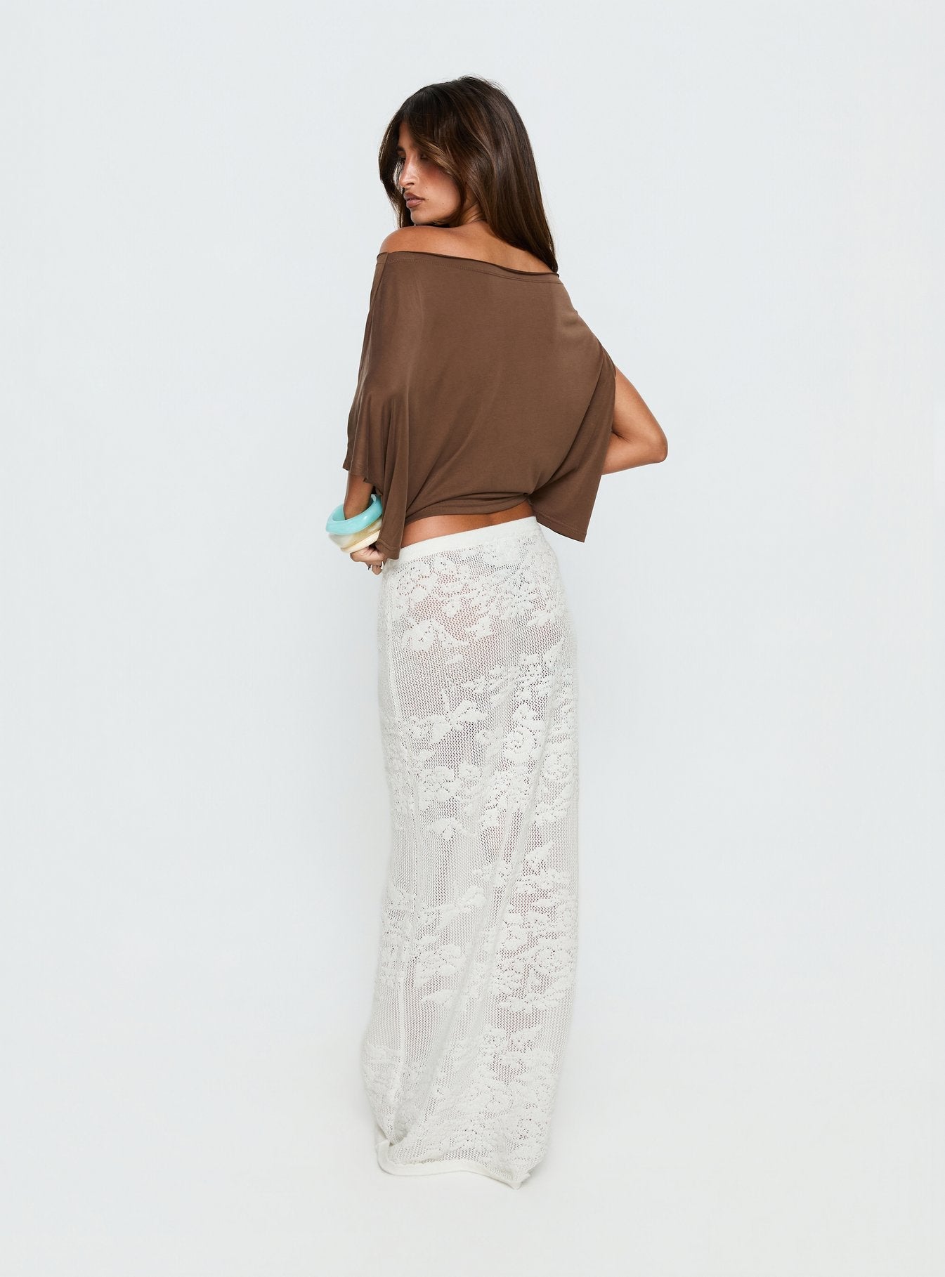 Opresia Crochet Maxi Skirt White