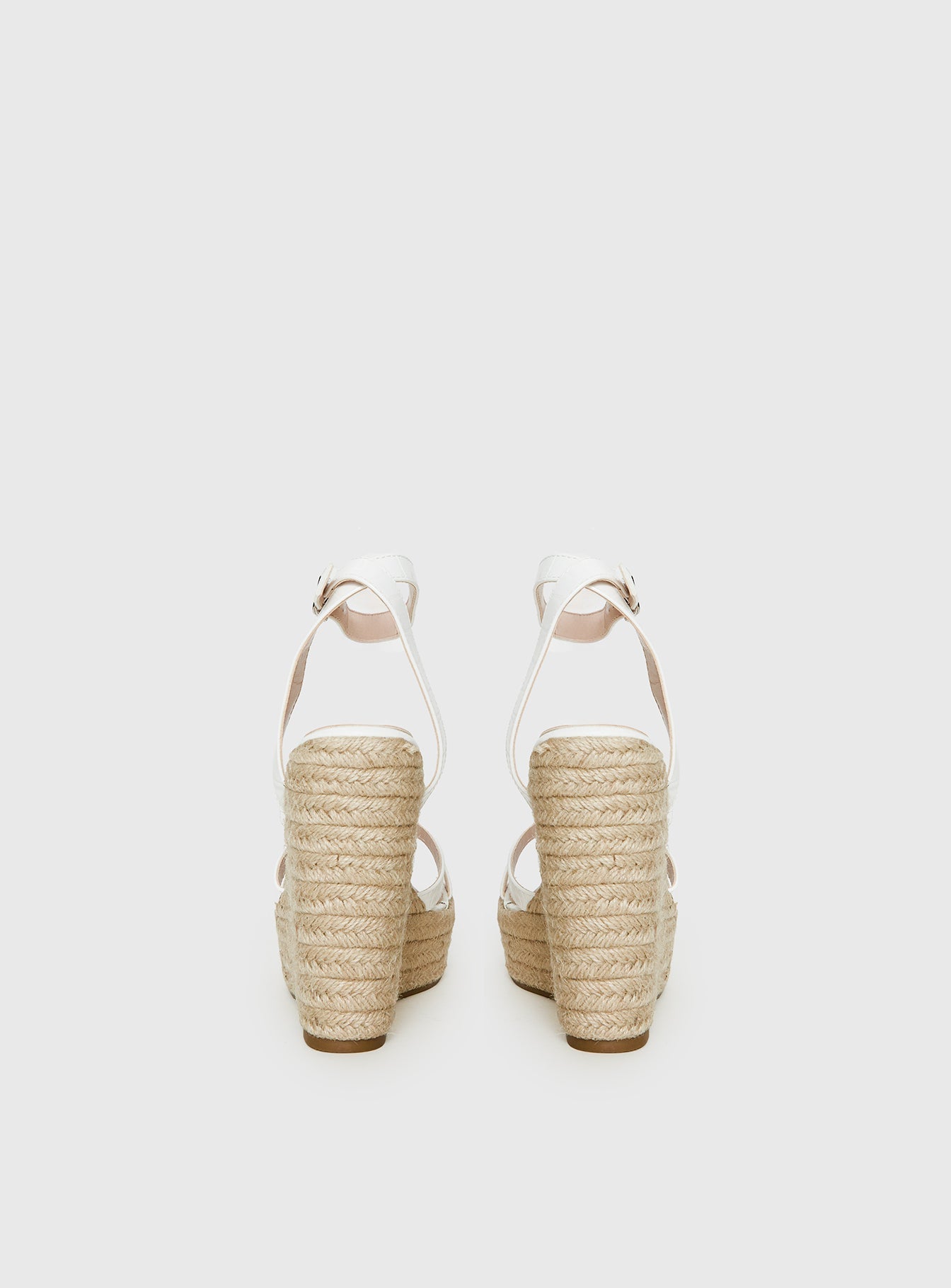 Jesper Espadrille Wedged Heels White Croc