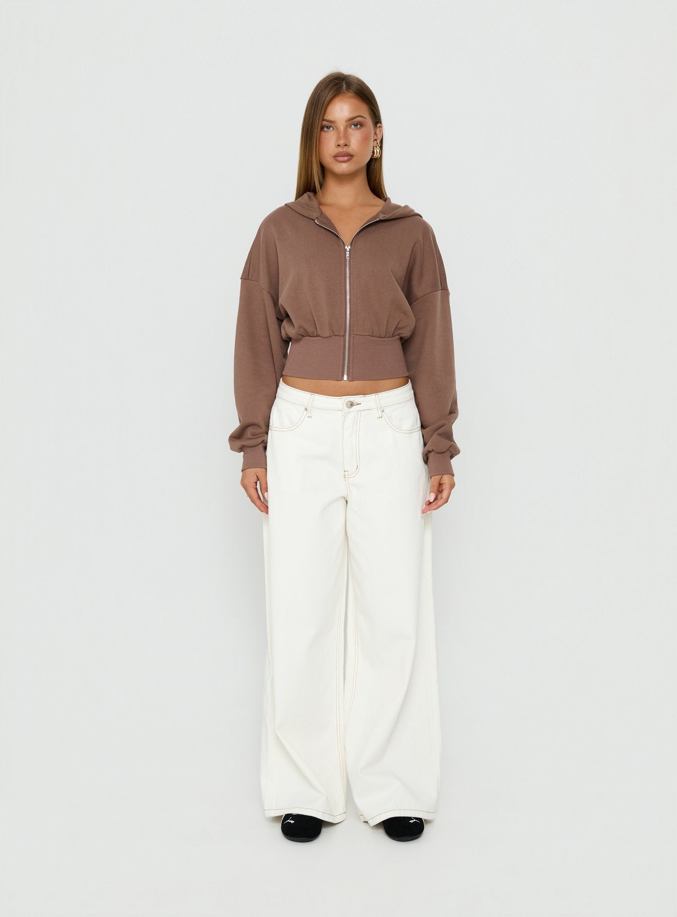 Naylor Mid Rise Wide Leg Jeans Cream Petite