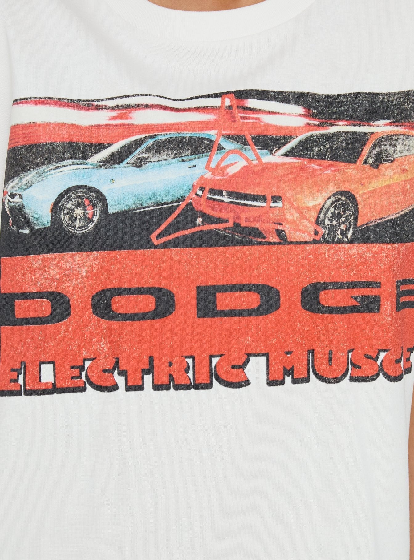 Dodge Electric Muscle Oversized Graphic Tee White