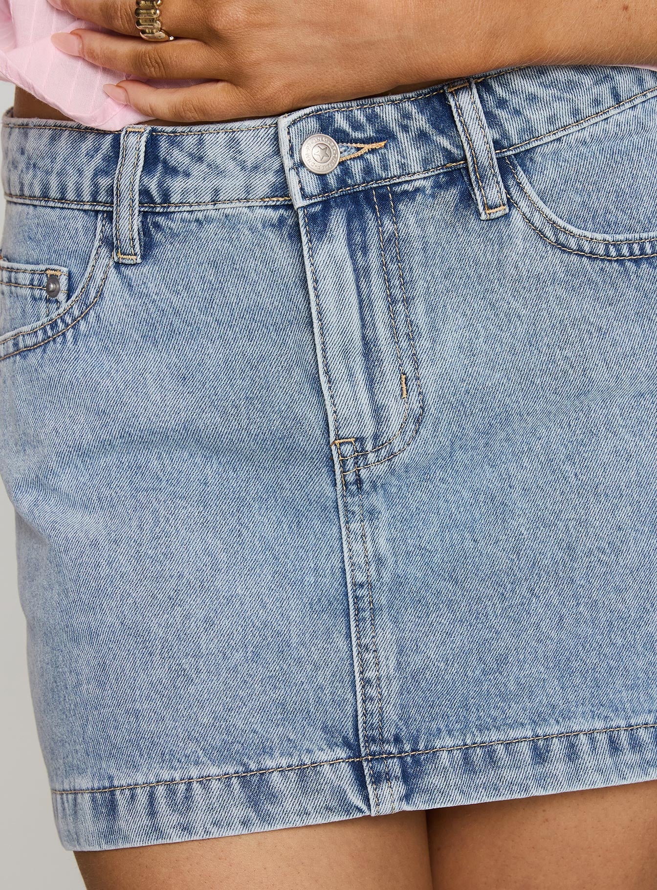 Nickei Denim Mini Skirt Light Wash Petite