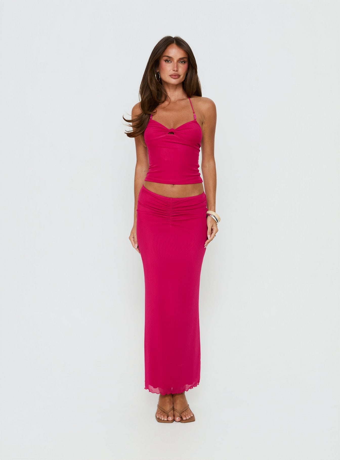 Jailon Ruched Maxi Skirt Guava