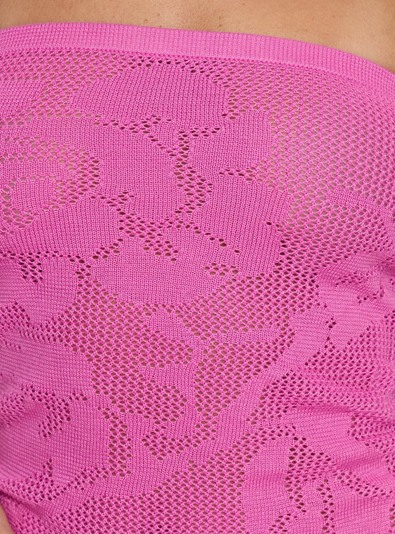 Cypressa Crochet Strapless Top Berry Pink