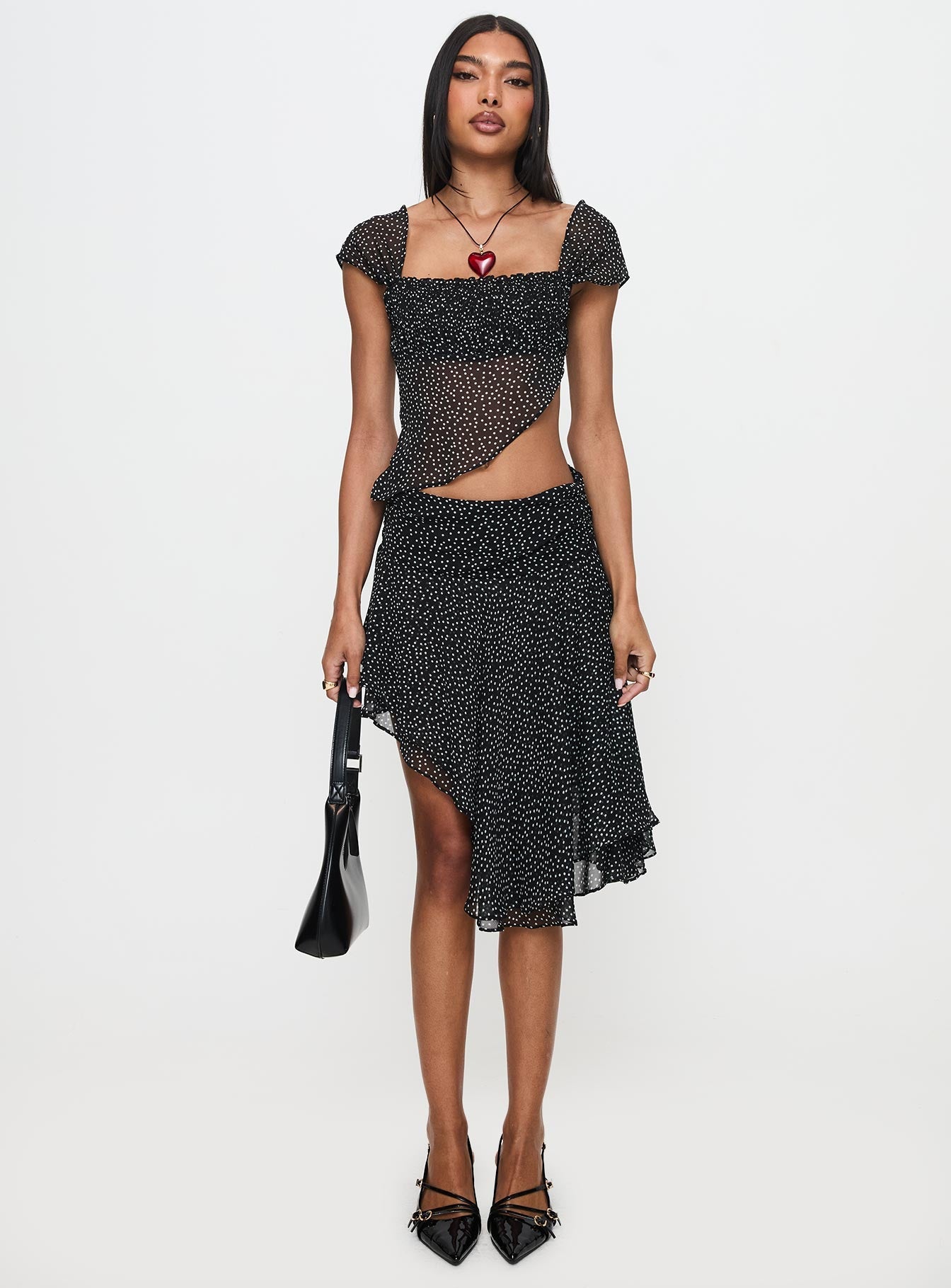 Legacy Midi Skirt Onyx Polka