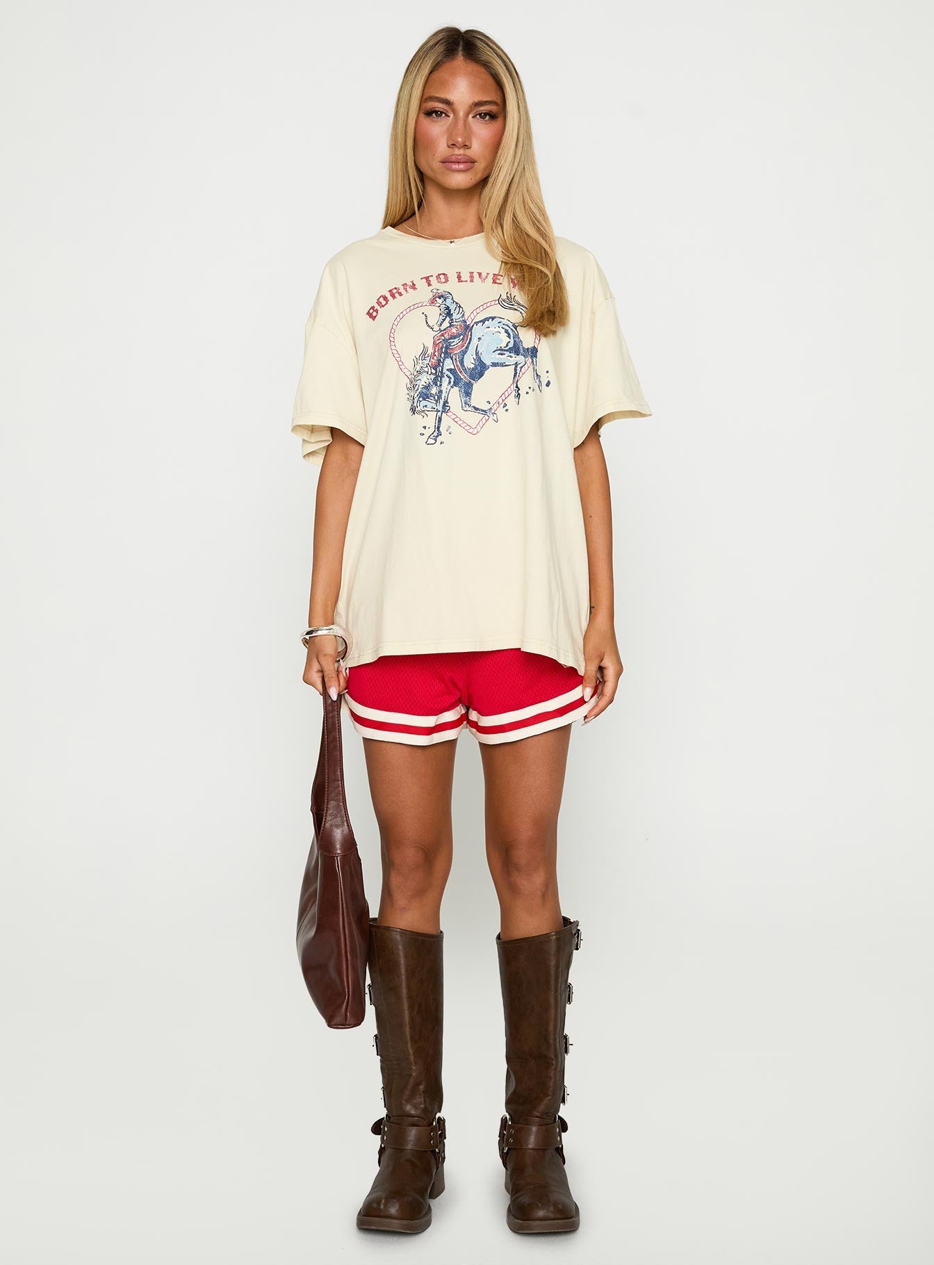 Born To Live Wild Graphic Top White