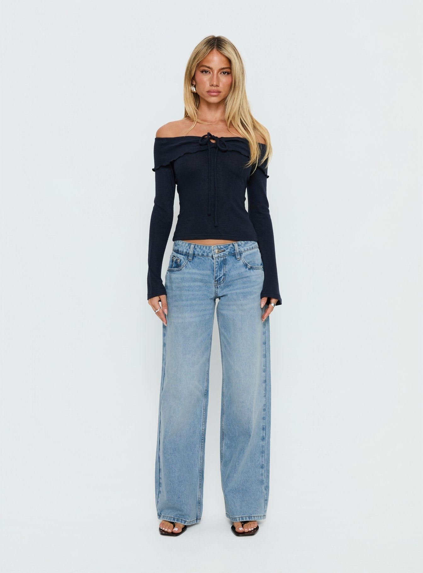 Ellanor Low Rise Slouch Denim Jean Washed Mid Blue Wash Petite