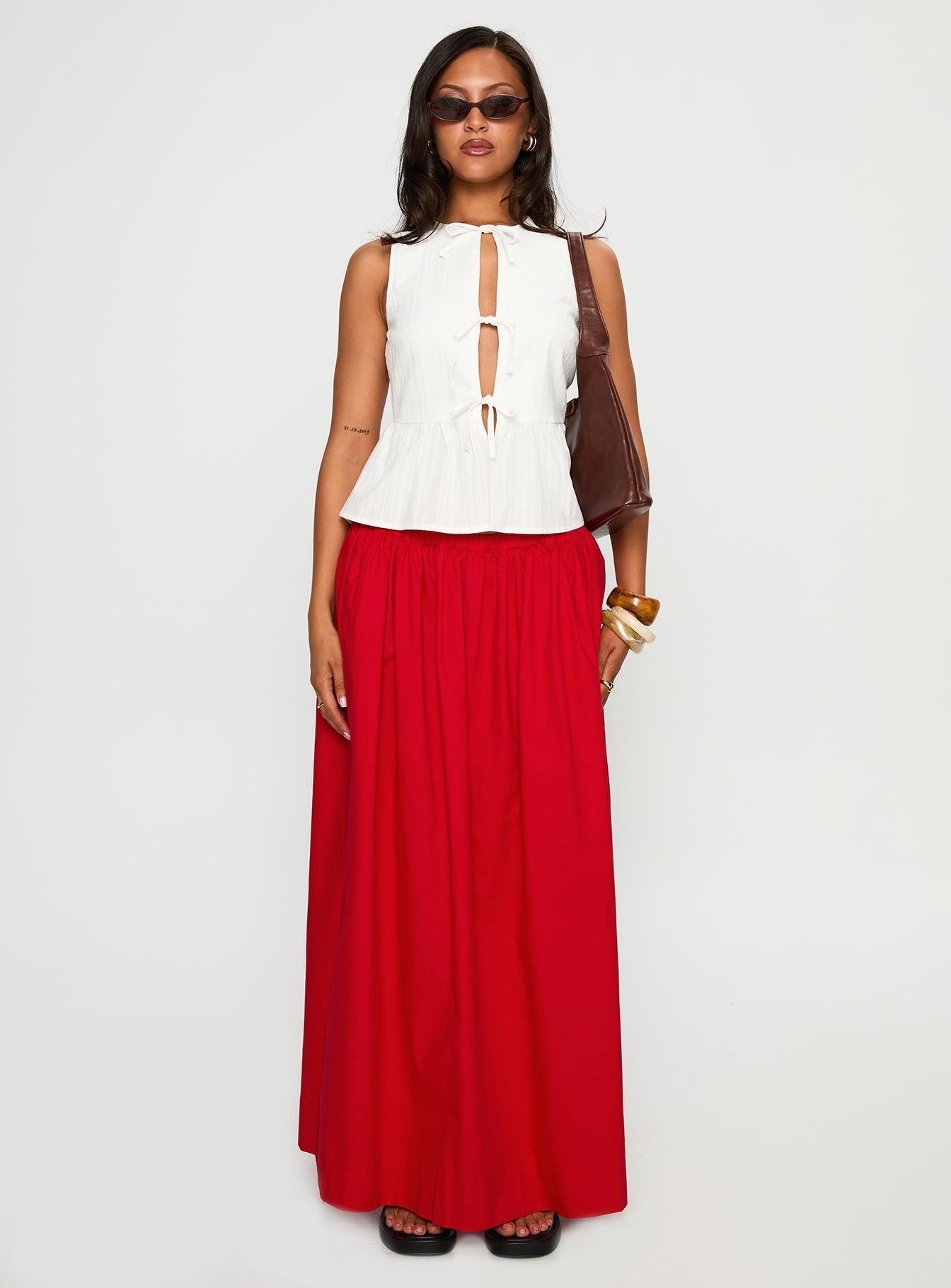 Rosellah Tie Up Top White
