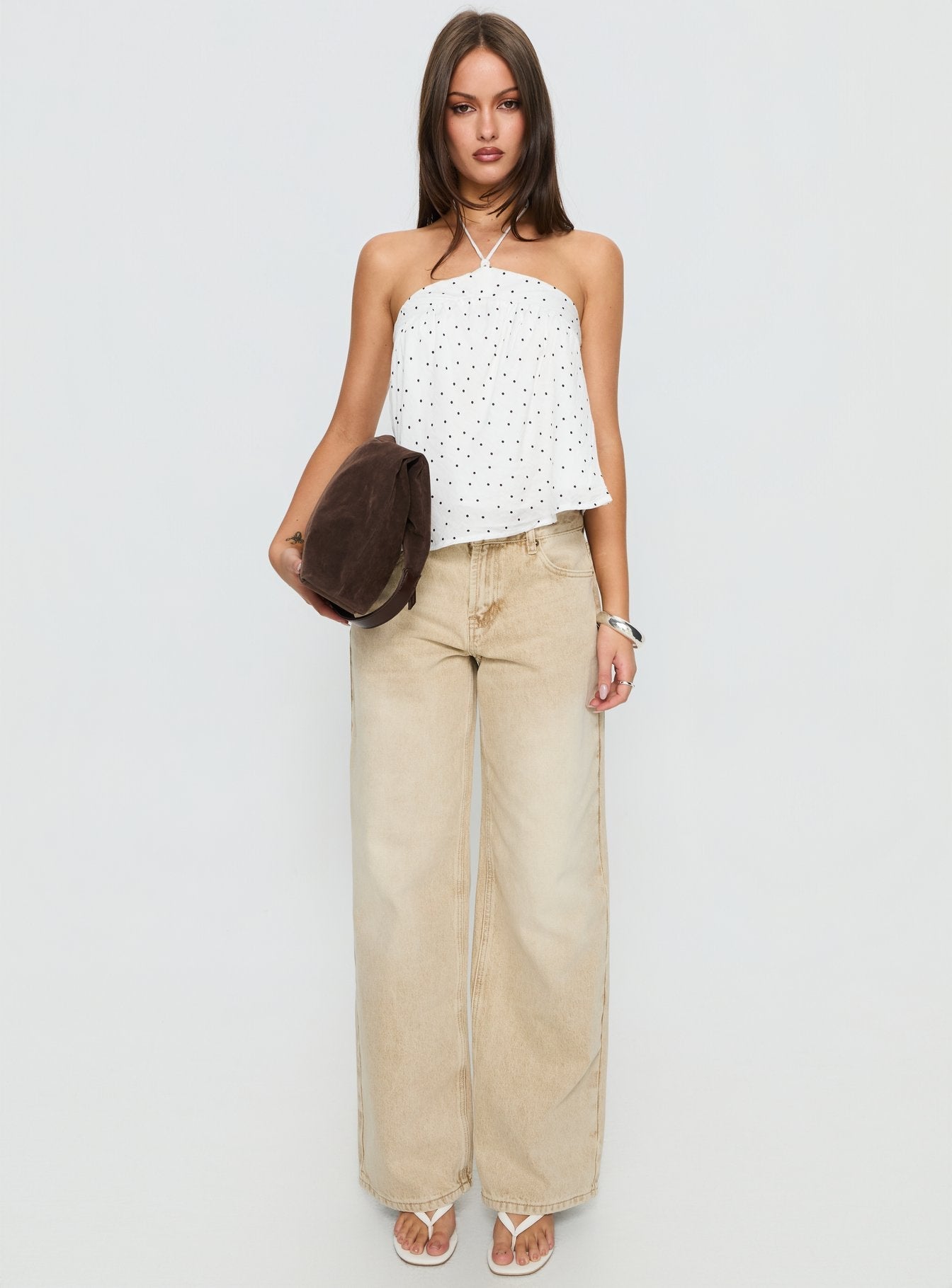 Serenitia Mid Rise Relaxed Jeans Sandy Brown Wash