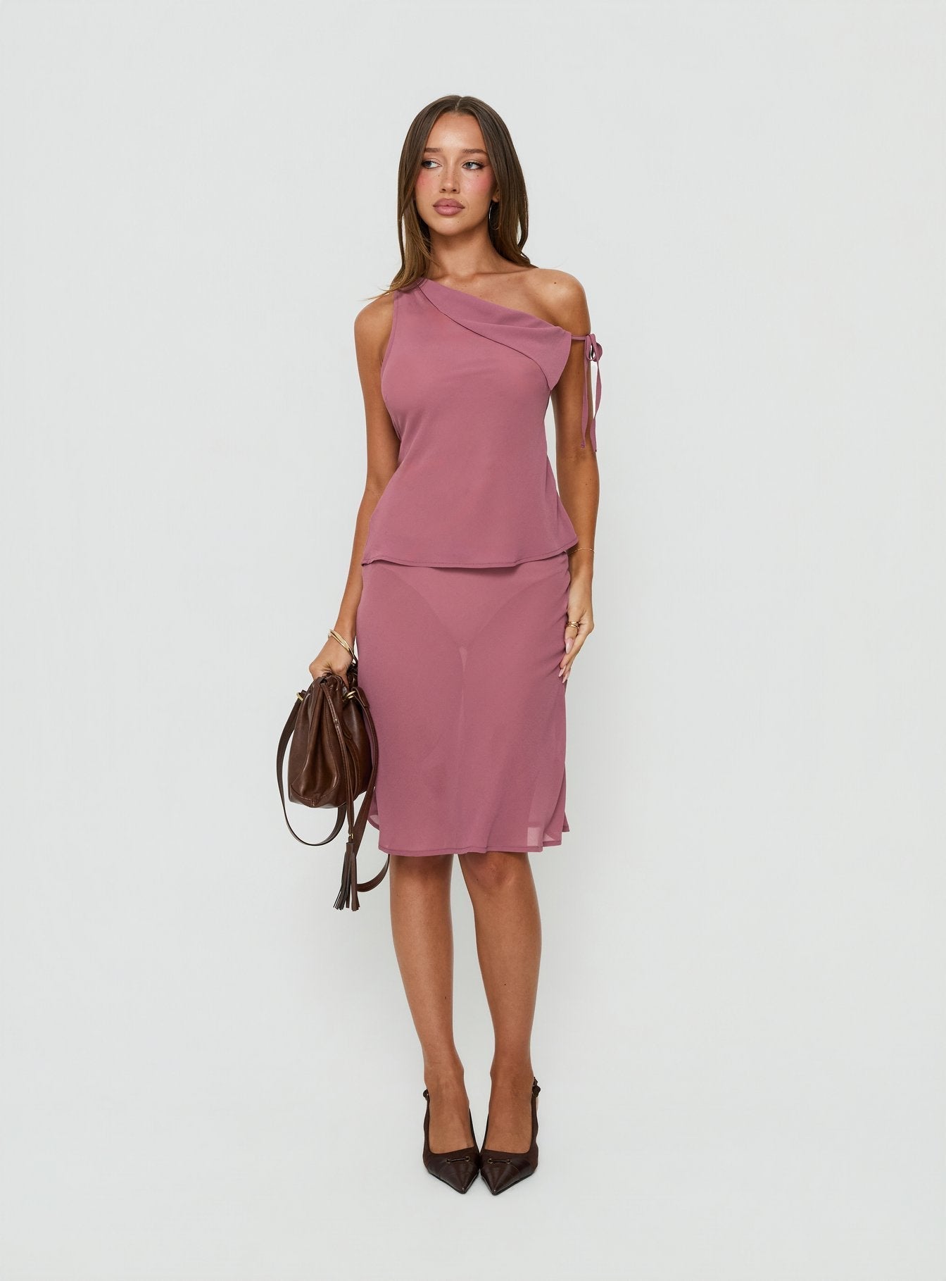 Vianna Sheer Midi Skirt Pink