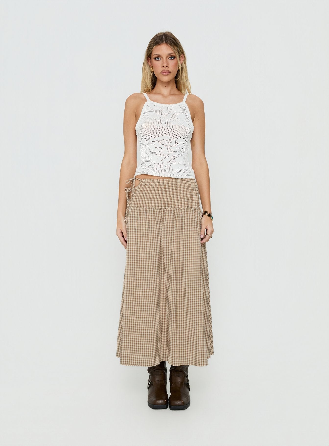 Moon Glow Lace Crochet Cami Top Cream